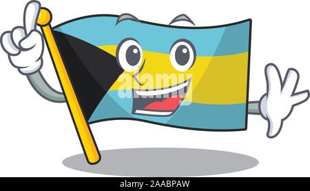 Maskottchen Flagge Bahamas mit in Finger Charakter Stock Vektor