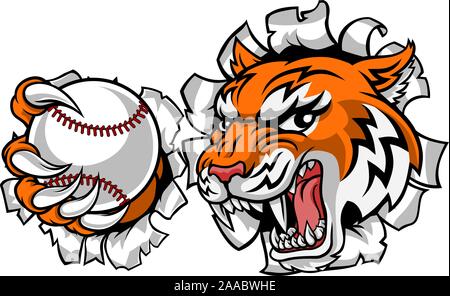 Tiger Tennis Player Tier Sport Maskottchen Stock Vektor