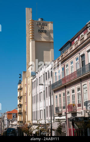 Fassade des Coliseu do Porto Theater in der Rua.de Passos Manuel, Porto, Portugal Stockfoto