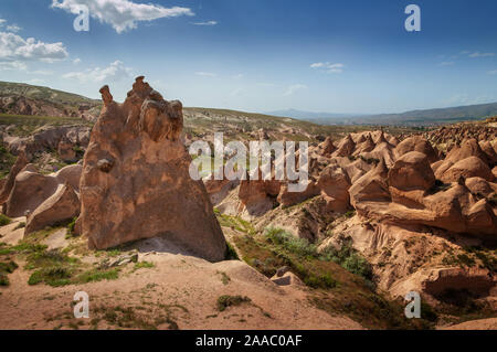 Berühmte Zentrum von Ballon fligths in Göreme, Kappadokien, Türkei. Stockfoto