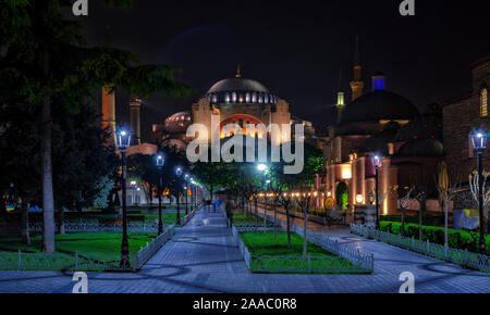 Die Hagia Sophia Museum am Abend, Istanbul, Türkei Stockfoto