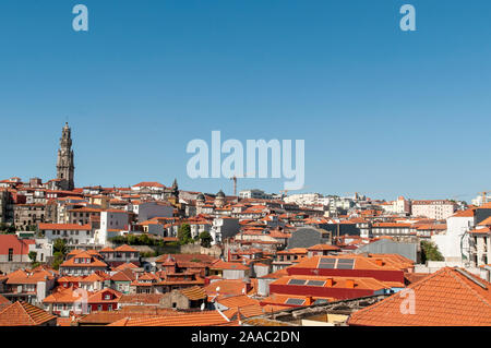 Erhöhte Stadt Blick auf Porto, Portugal. Blick nach Norden vom Cathedral Hill Stockfoto