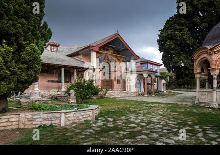 Im Inneren der Großen Lawra orthodoxen Kloster am Berg Athos Agion Oros (heiliger Berg), Chalkidiki, Griechenland Stockfoto