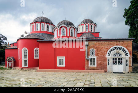 Katholikon oder die zentrale Kirche, Große Lavra Kloster, den Berg Athos, Chalkidiki, Griechenland Stockfoto