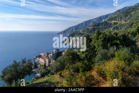 Agia Grigoriou orthodoxe Kloster am Berg Athos, Agion Oros, heiligen Berg, Chalkidiki, Griechenland. Stockfoto