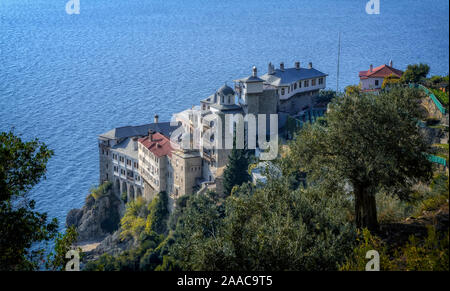 Agia Grigoriou orthodoxe Kloster am Berg Athos, Agion Oros, heiligen Berg, Chalkidiki, Griechenland. Stockfoto