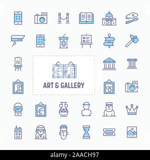 Arts Gallery und das historische Museum - dünne Linie Website, Anwendung und Präsentation Symbol. Einfache und minimale Vektor Icon und Illustration Collection. Stock Vektor