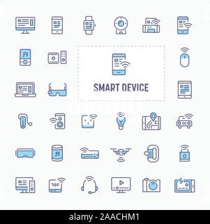 Smart gadget & Electronic Device - dünne Linie Website, Anwendung und Präsentation Symbol. Einfache und minimale Vektor Icon und Illustration Collection. Stock Vektor