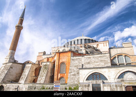 Die Hagia Sophia bei Sonnenuntergang in Istanbul, Türkei. Stockfoto