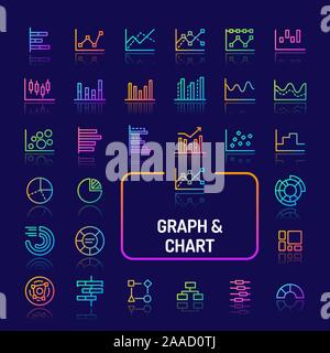 Einfache gradient farbige Symbole isoliert auf dunklem Hintergrund zu Grafiken, Diagramme und Diagramme. Vektor Zeichen und Symbole Sammlungen für Website und Stock Vektor