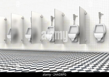 3D-Rendering der Urinale in einem öffentlichen Bad Stockfoto