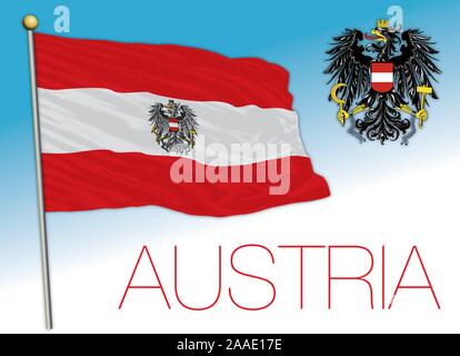 Österreich offizielle nationale Flagge und Wappen, Vector Illustration Stock Vektor