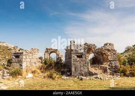 Antiken Ruinen der lykischen Stadt Sidyma jetzt als Dudurga in der Provinz Mugla, Türkei bekannt. Stockfoto