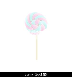 Rainbow swirl Lollipop, Vektor icon. Süßigkeiten isoliert Blau und Rosa Zuckerglasur und besprüht, Streifen Stock Vektor