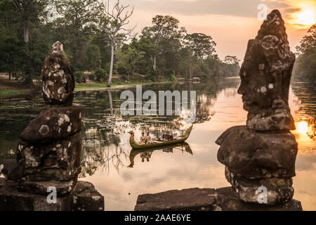 Tonle Om Gate, South Gate Angkor Thom, Kambodscha, Asien. Stockfoto