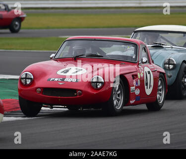 Malcolm Paul, Rick Bourne, TVR Grantura, internationale Trophäe für klassische GT Autos, Silverstone Classic, Juli 2019, Silverstone, Northamptonshire, Engl Stockfoto