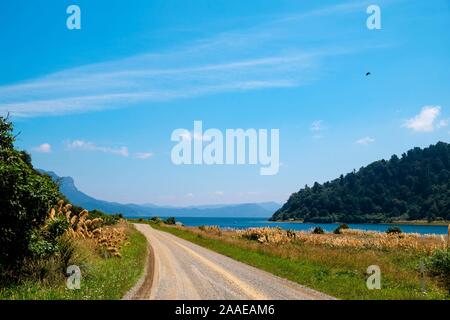 Lake Waikaremoana Straße oder Autobahn 38 in Te Urewera, Hawkes Bay Region, North Island, Neuseeland Stockfoto