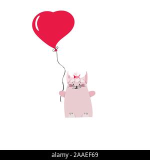 Cute Kitten wünsche einen schönen Urlaub. Kitten gibt ein Geschenk-Vector Illustration Stock Vektor
