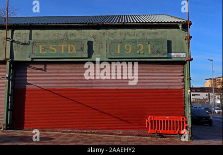 Estd 1921, Barras anmelden, Gallowgate, East End, Glasgow, Schottland, Großbritannien, G1 5DX Stockfoto