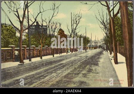 Illustrierte Postkarte des verschneiten Sprudelnde Well Road, Nanjing Road West, Shanghai, China, durch Chrom, 1912 veröffentlicht. Bearbeiten. Kingshill. Von der New York Public Library. () Stockfoto