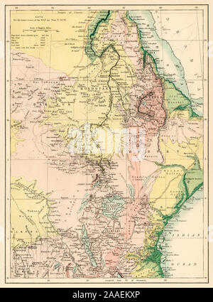 Karte von den Nil, 1870. Farblithographie Stockfoto