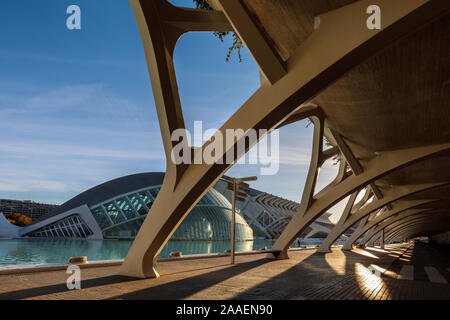 Stadt der Künste und Wissenschaften in den frühen Morgen, von Calatrava, Valencia, Spanien, für Stockfoto