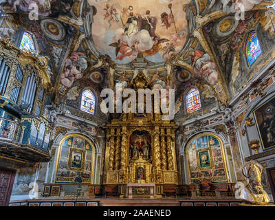 Der Altar der Kirche von San Nicolas (Parroquia de San Nicolas), Ciutat Vella, Valencia, Spanien. Stockfoto