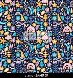 Collage Stil nahtlose Muster wiederholen mit abstrakten und organische Formen. Stock Vektor