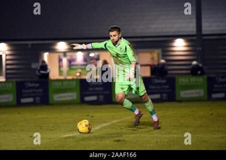 Supermarine FC vs Cinderford Fc Saison 2019/2020 UK. Torwart Jordanien Dibble spielen für Cindeford FC bei Swindon supermarine in der Liga Cup Stockfoto