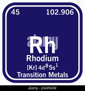 Rhodium Periodensystem der Elemente Vektor-illustration eps 10. Stock Vektor