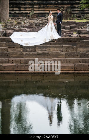 Hochzeit im Angkor Wat, Kambodscha, Asien Stockfoto