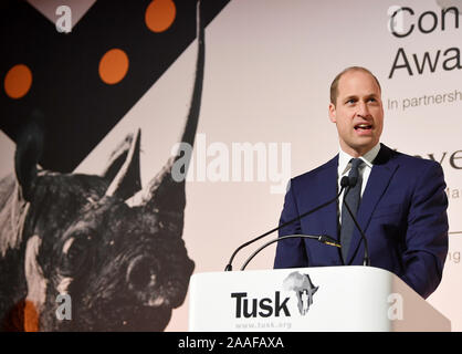 Der Herzog von Cambridge besucht die Tusk Erhaltung Auszeichnungen im Empire Kino in Leicester Square, London. Stockfoto