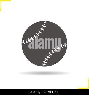 Baseball ball-Symbol. Schlagschatten Softball silhouette Symbol. Sport Equipment. Vektor isoliert Abbildung Stock Vektor
