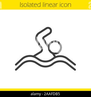 Schwimmer lineare Symbol. Dünne Linie Abbildung. Schwimmen Sportler. Sportsman Kontur Symbol. Schwimmer logo Konzept. Vektor isoliert Maßbild Stock Vektor
