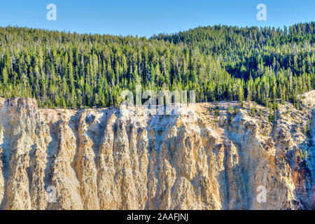 Einzigartige Felsformationen am Grand Canyon im Yellowstone National Park. Hot spring Aktivität durch die Jahrhunderte verändert das Lavagestein zu produzieren. Stockfoto