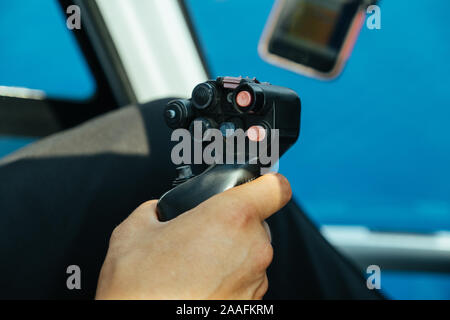 Avionik Steuergeräten im Hubschrauber Taxi in Monaco, Monte Carlo Stockfoto