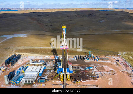 Watford Stadt, North Dakota - Öl-Produktion in der Bakken Shale Formation. Stockfoto