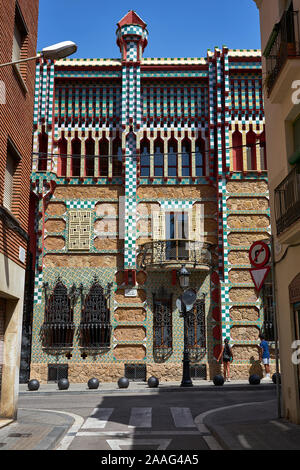 Die Casa Vicens wurde zwischen 1883 und 1885 von Antoni Gaudí i Cornet für Manuel Vicens i Montaner in Barcelona erbaut Stockfoto