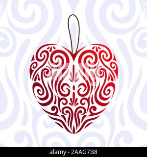 Abstrakte Valentines Tag rot Liebe Herz Symbol, stilisierte Maori koru Tattoo - einfache Farbe ändern Stock Vektor