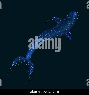 Abstrakte Hai Schwimmen unter Wasser mit Blasen und Galaxy stars - Enthält Mischungen Stock Vektor