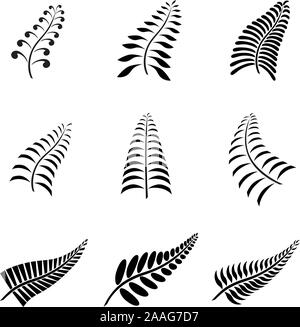 Neuseeland Fern leaf Tattoo und Logo mit Maori Style Koru Design gruppiert Stock Vektor