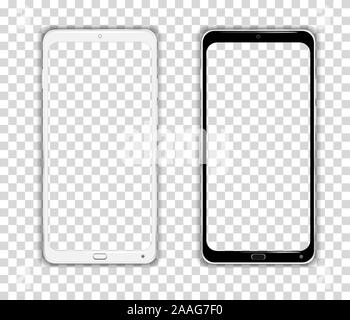 Realistische Handy Smartphone Vektor der Touchscreen Android Handy frame Gerät auf einem transparenten Gitter - Fiktive generisches Design - ideal, um einfach ad Stock Vektor
