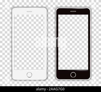 Realistische Handy Smartphone Vektor der Touchscreen-handy frame Gerät auf einem transparenten Gitter - Fiktive generisches Design - ideal, um Ihren o fügen Sie einfach Stock Vektor