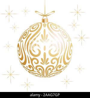 Maori koru Gold xmas Christbaumkugel Dekoration Kugel für Weihnachtsbaum gruppiert und 2-in-1-Vektor Stock Vektor