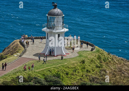 Cape Reinga Leuchtturm von oben Stockfoto