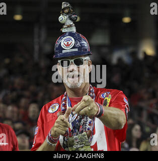 Houston, Texas, USA. Nov, 2019 21. Ein Houston Texans Lüfter während ein NFL Spiel zwischen den Houston Texans und die Indianapolis Colts an NRG Stadion in Houston, Texas, am 21.11.2019. Houston gewann 20-17. Credit: Scott Coleman/ZUMA Draht/Alamy leben Nachrichten Stockfoto