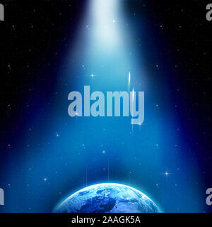 Erde gesehen vom Weltraum aus, 3D-Rendering des Planeten Erde, Elemente dieses Bild von der NASA zur Verfügung gestellt Stockfoto