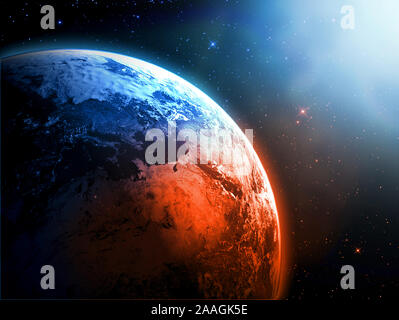 Erde gesehen vom Weltraum aus, 3D-Rendering des Planeten Erde, Elemente dieses Bild von der NASA zur Verfügung gestellt Stockfoto