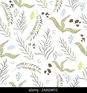 Nahtlose Algen nahtlose Muster. Moderne digitale Design. Marine, Sich wiederholendes Muster. Modern im skandinavischen Stil. Moderne Farben und Design. Stock Vektor