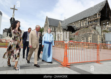 Der Prinz von Wales und Neuseeland Premierminister Jacinda Ardern bei einem Besuch in Christchurch Cathedral, am sechsten Tag des königlichen Besuch in Neuseeland. PA-Foto. Bild Datum: Freitag, 22. November 2019. Siehe PA Geschichte royals Charles. Photo Credit: Chris Jackson/PA-Kabel Stockfoto